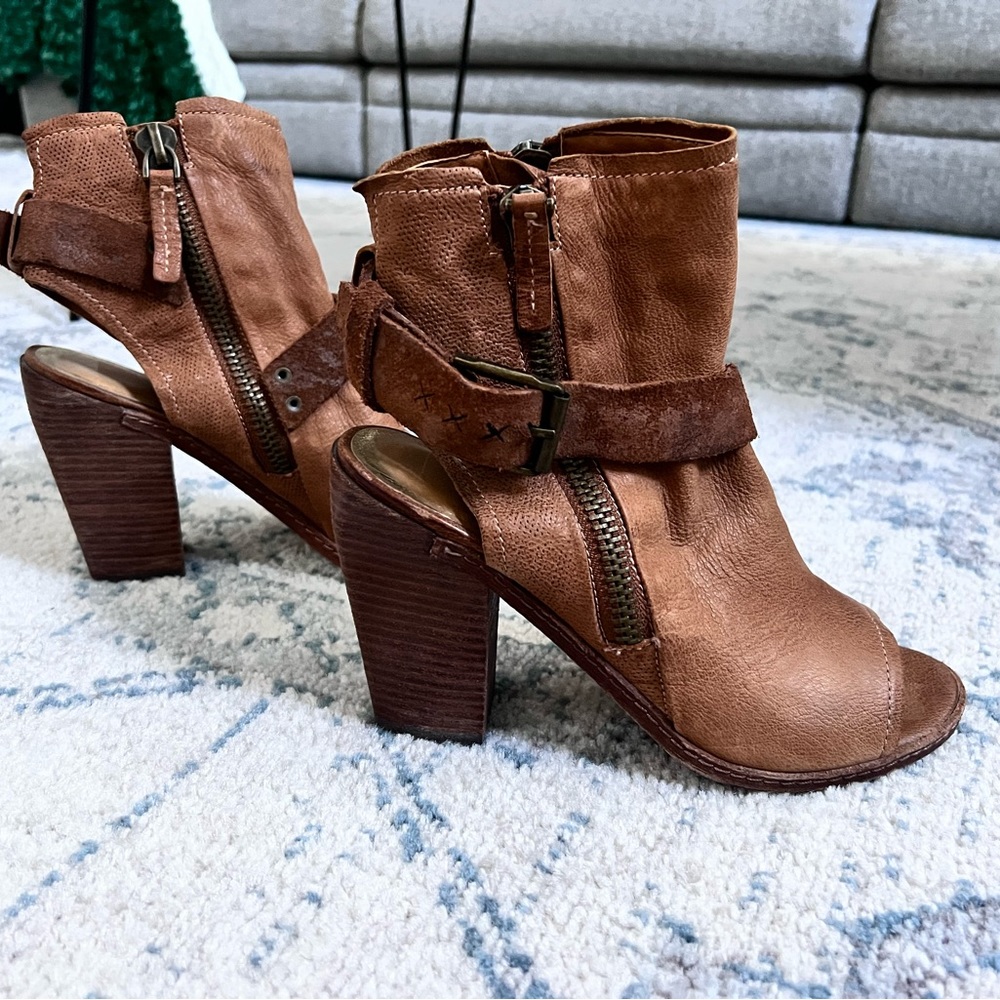 Dolce Vita Cognac Leather/ Suede heels with peep toe